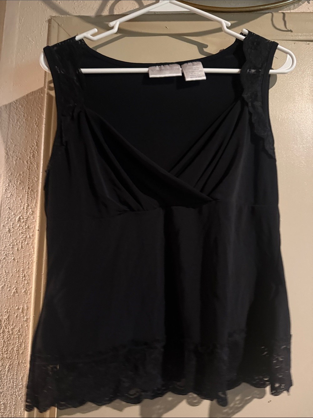 Worthington Black Lace-Trim Sleeveless Tank